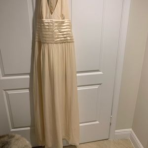 Cream colored BCBG Paris evening halter gown. Chiffon & satin feel. Like NEW